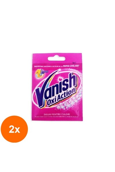 Vanish Set of 2 x Oxi Pink Stain Removal Powder, 30 g x 20 Pieces Sachet