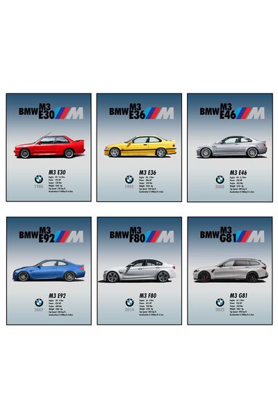 ALAYRA International ملصق سيارة ALAYRA، سلسلة BMW M3، مقاس 8x10 بوصة، 6 ملصقا...