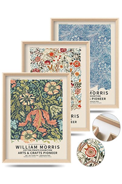 ALAYRA International لوحة جدارية مؤطرة من ALAYRA، لوحة جدارية من قماش خشبي من تصميم ويليام موريس، ملصق عتيق بنمط قطني مقاس 16 × 12 بوصة