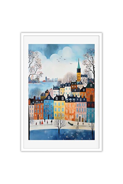 ALAYRA International ملصقات ألايرا لمشاهد مدينة كوبنهاغن الشتوية الملونة، منازل إسكندنافية فريدة، مكان للسفر