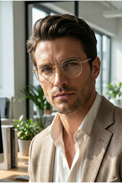 TARSS Harley Gold Metal Men's Blue Light Filter Screen Glasses