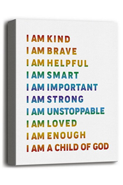 ALAYRA International لوحة جدارية قماشية تحمل عبارة ملهمة "أنا لطيفة، أنا ابنة...