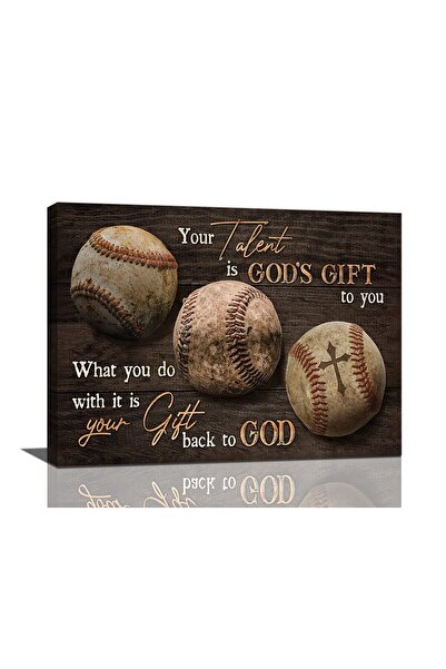 ALAYRA International لوحة جدارية من ALAYRA بتصميم بيسبول ريفي تحفيزي، صور رياضية للبيسبول، ديكور حائط، ملصق بيسبول