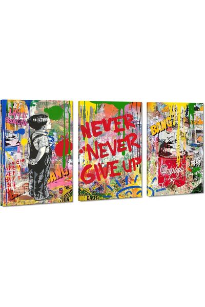 ALAYRA International ملصقات ألايرا "لا تستسلم أبدًا" - فن جداري جرافيتي - 3 ل...