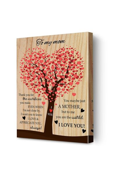 ALAYRA International هدية من ألايرا لأمي: شكرًا لكِ على التضحيات، لوحة جدارية مؤطرة من القماش، شجرة الحب، عيد الأم