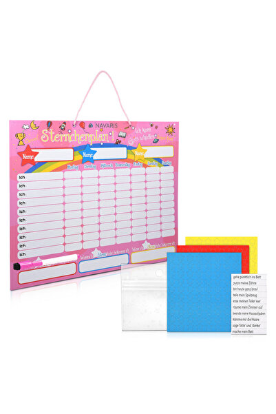 Navaris Tablă de recompense/sarcini pentru copii, 250 magneți, 40 x 32 cm, limba germană, 48146.04