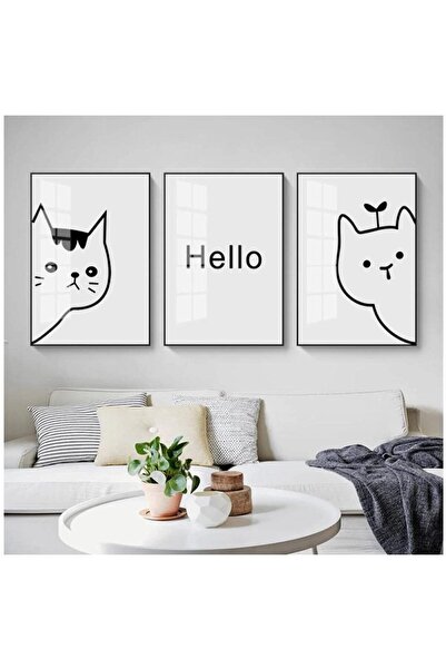 ALAYRA International ALAYRA Minimalist Modern Cartoon Cat Wall Art Poster Nor...