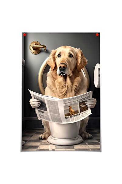 ALAYRA International لوحة جدارية قماشية مرحة للحمام من ALAYRA، تصور كلبًا من ...