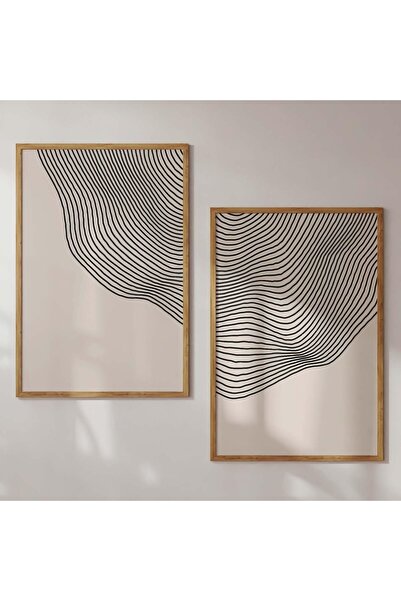 ALAYRA International لوحات جدارية تجريدية من ALAYRA، مطبوعات بخطوط سوداء لتزي...