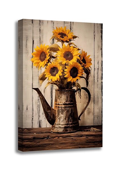 ALAYRA International لوحة جدارية عتيقة من ALAYRA، مزينة بزهرة عباد الشمس، بنم...