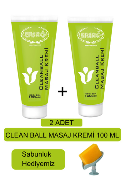 Ersağ Cleanball Masaj Kremi (2ADET) 100 Ml + ( Sabunluk Hediyemiz ) 112-13