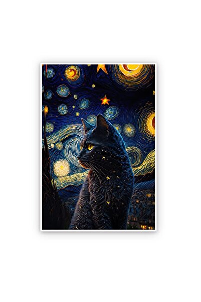 ALAYRA International لوحة جدارية قماشية لقطة ليلة النجوم من ألايرا، لوحات زيت...