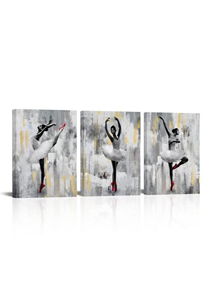 ALAYRA International مجموعة ألايرا الفنية الجدارية المكونة من 3 قطع، والمستوحاة من الفن الأمريكي الأفريقي، والتي تضم لوحات فنية للباليه وراقصات الباليه.