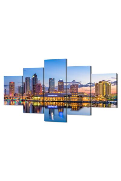 ALAYRA International لوحات جدارية فنية لأفق مدينة تامبا من برج ألايرا، ديكور جداري لخليج تامبا، صور بانورامية على قماش، فلوريدا