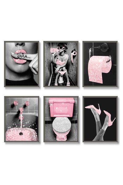 ALAYRA International ALAYRA Fashion Wall Art Bathroom Decor Prints Set of 6 P...