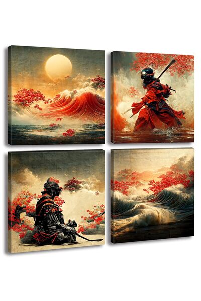 ALAYRA International ألايرا - لوحات جدارية يابانية - فن الساموراي الياباني المدرع - ملصقات أنمي - ديكور جداري آسيوي