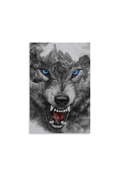 ALAYRA International ملصق حيوانات ألايرا روكاتو، أبيض وأسود، رأس ذئب بري غاضب...