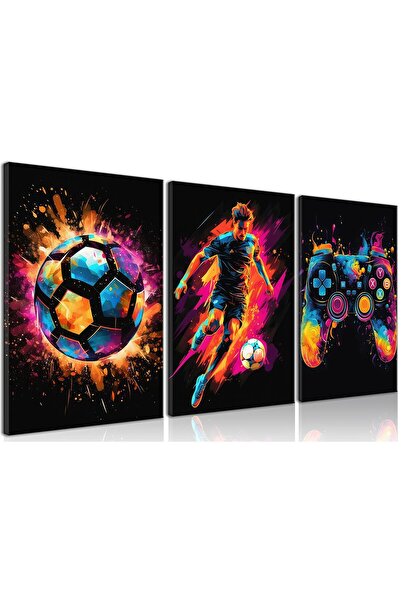 ALAYRA International لوحة جدارية قماشية مؤطرة من ALAYRA، لوحة فنية على شكل وحدة تحكم ألعاب بألوان زاهية.