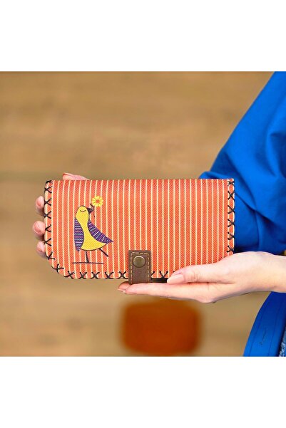 HOODİEMOUSE Free Spirit Bird Pattern Large Women's Wallet - Ethnic Retro Bohemian Handmade