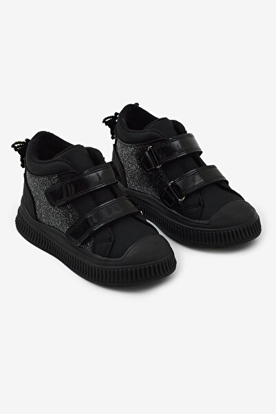 Tonny Black Children's Unisex Black Glitter Flexible Thermo Sole Double Velcr...