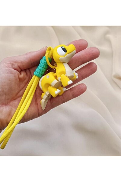 Hd Marketim Keychain Bag Ornament 3D Dinosaur Can Move Joint Toy Christmas Birthday Gift Yellow