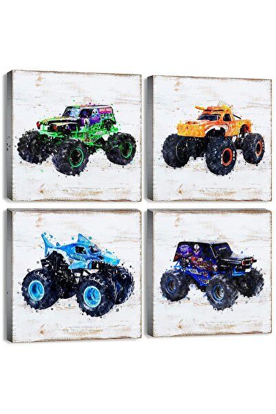 ALAYRA International لوحة جدارية لغرفة الأولاد بتصميم شاحنة الوحش من ALAYRA، ...