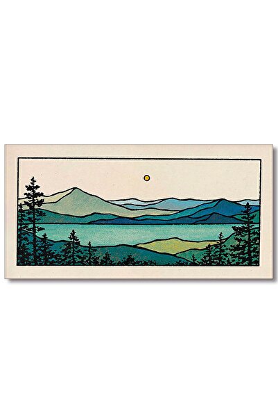 ALAYRA International ALAYRA Large Abstract Mountain Canvas Wall Art 12x24in, Nature Landscape Emerald Bay Prints