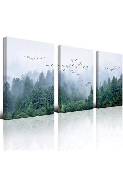 ALAYRA International لوحة قماشية من ALAYRA، ديكور منزلي بنمط الغابة الخضراء ا...