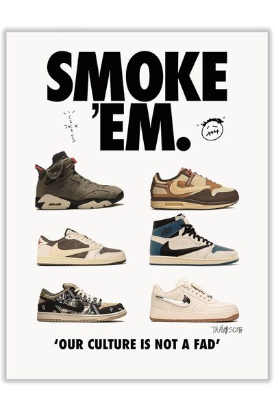 ALAYRA International ملصق حذاء رياضي ALAYRA بدون إطار - مايكل جوردان وترافيس سكوت - ديكور غرفة للأولاد والشباب والرجال -