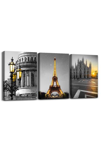 ALAYRA International لوحة جدارية قماشية بتصميم معماري أبيض وأسود من ALAYRA، م...