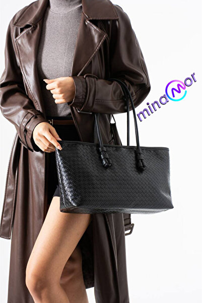 Minamor حقيبة يد نسائية طويلة مضفرة