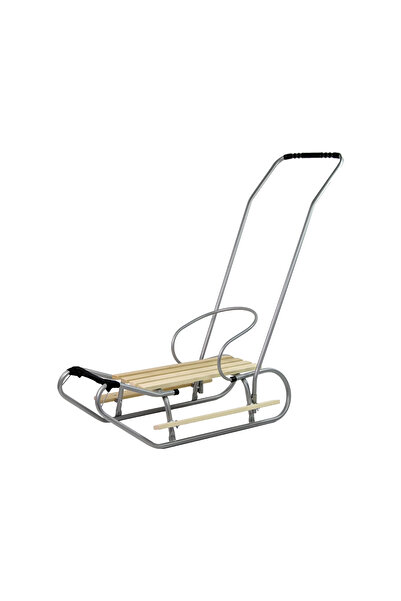 LeanToys Metal sled with backrest and push handle Silver