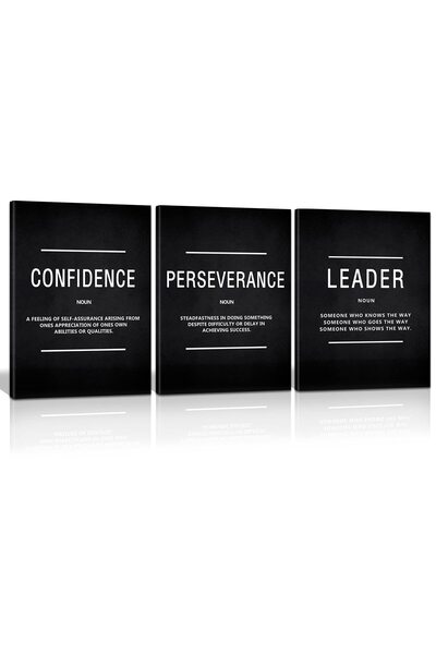 ALAYRA International ملصق جداري تحفيزي من ALAYRA، مؤطر، لوحة قماشية تحمل اقتباسات ملهمة عن الثقة بالنفس والمثابرة والقيادة