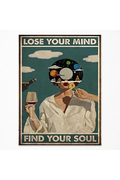 ALAYRA International ملصقات ألايرا: "افقد عقلك، ابحث عن روحك" - فن جداري عتيق...