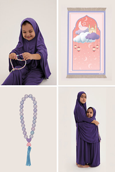 ALLNOORKİDS Namaz Set / Worship Set - Namaz Set, Moon and Star Mosque Pattern...