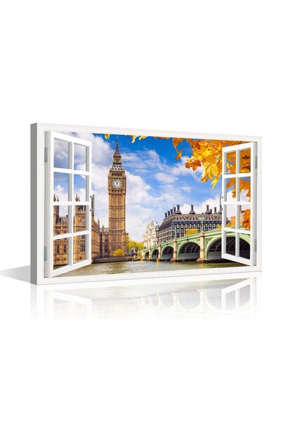 ALAYRA International لوحات جدارية ثلاثية الأبعاد بتأثير نافذة من ALAYRA، ملصقات ساعة بيغ بن، جسر وستمنستر، لندن، مبنى البرلمان