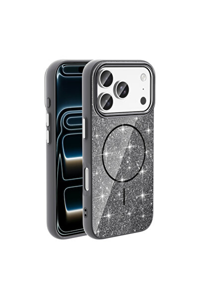 zore Apple iPhone 17 Pro Max Kılıf M-safe Şarj Özellikli Parlayan Simli Okso ...