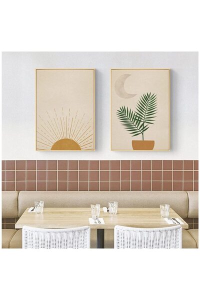 ALAYRA International ملصق ولوحة قماشية مطبوعة بتصميم بوهيمي تجريدي هندسي للقم...