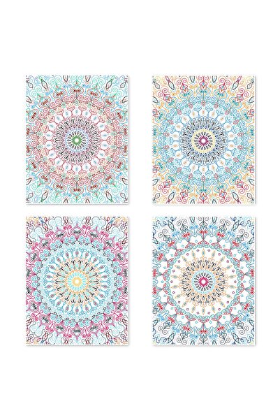 ALAYRA International مجموعة من 4 لوحات جدارية مطبوعة بتقنية جيكلي على ورق فني...