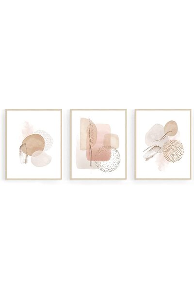 ALAYRA International ALAYRA Boho Wall Decor Print - Set of 3 Abstract Beige P...