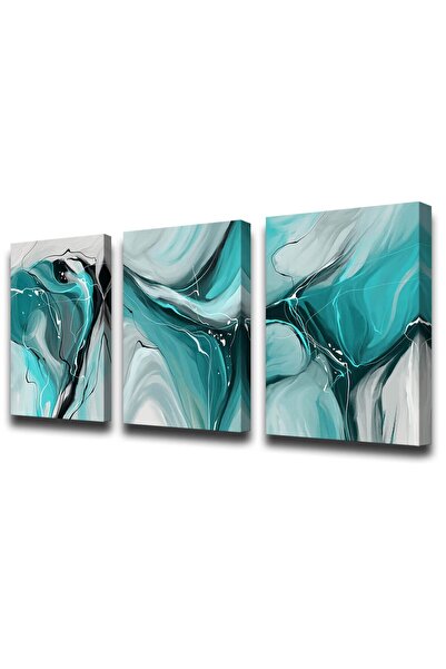 ALAYRA International ALAYRA Canvas Painting Abstract Wall Art Teal Wall Art L...