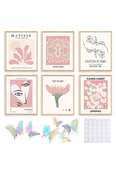 ALAYRA International ALAYRA Pink Wall Art Print,Aesthetic Cute Room Decor Abs...