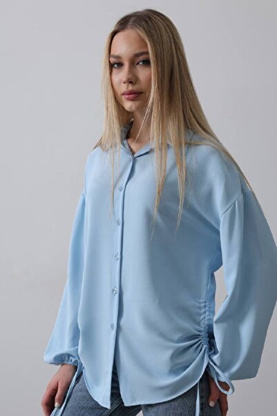 Trend Alaçatı Stili Women's Mint Piping Detailed Ayrobin Shirt Vs00523