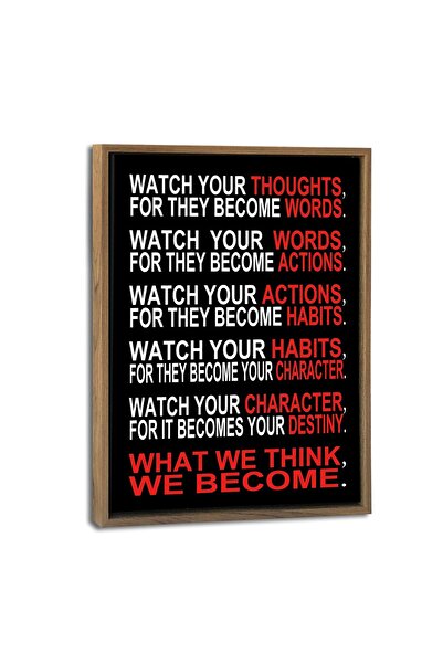 ALAYRA International ملصق ألايرا المُؤطّر المُلهِم، اقتباسات إيجابية للمكتب، راقب أفكارك، مُحفِّز