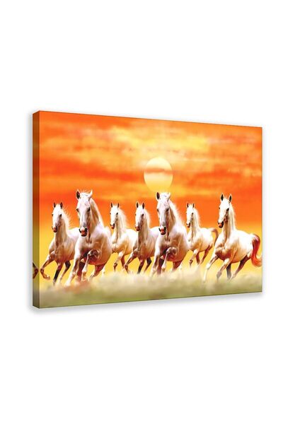 ALAYRA International لوحة فنية جدارية بعنوان "سبعة خيول برية راكضة محظوظة" من...