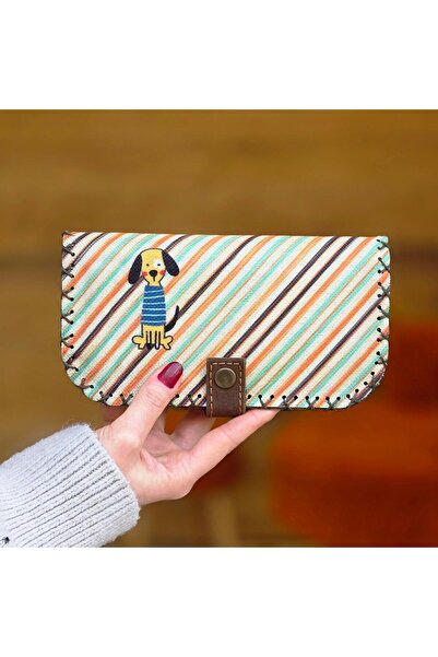 HOODİEMOUSE Dog patterned large women's wallet - ethnic retro bohemian handmade