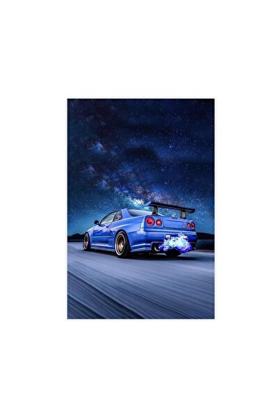 ALAYRA International ALAYRA JDM - Car Poster R35 Skyline R34 Blue Canvas Post...