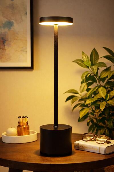 Telvesse Şarjlı Masa Lambası Metal Abajur Dokunmatik 3 Işık Parlaklık Ayarlı ...