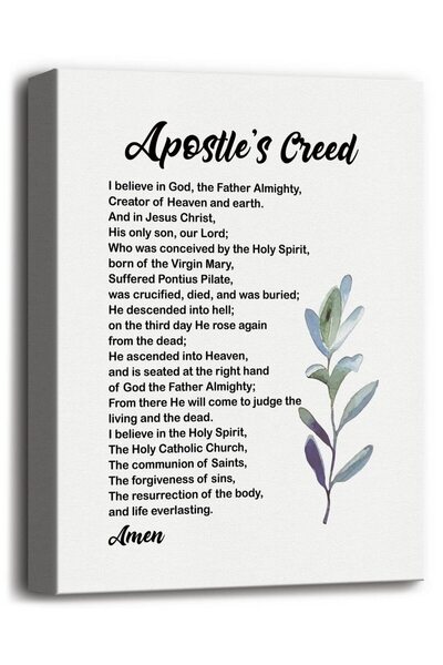 ALAYRA International لوحة جدارية قماشية من ALAYRA، ديكور مستوحى من قانون الإيمان الرسولي، آية من الكتاب المقدس بعنوان "أبانا الذي في السماوات"