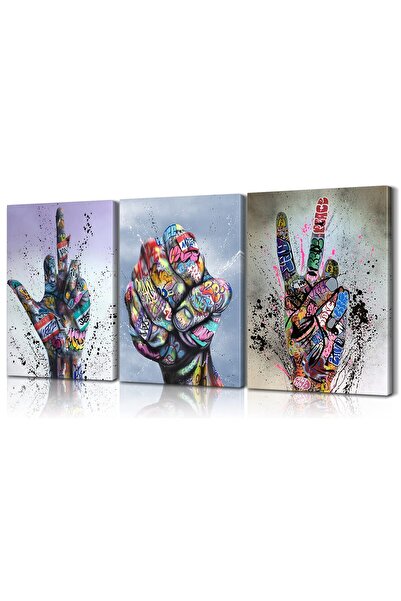 ALAYRA International لوحة جدارية من ثلاث قطع من ALAYRA، مستوحاة من فن الجرافي...